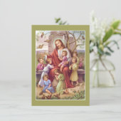 Jezus met kinderen plat Pasen Feestdagenkaart (Staand voorkant)