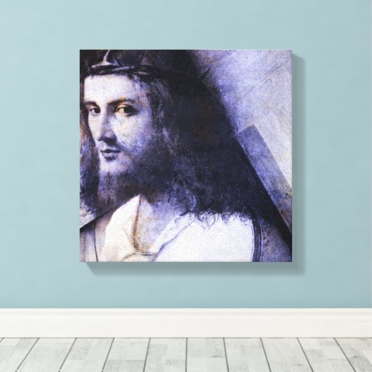 Jezus met kruis canvas afdruk (Insitu (Houten vloer))