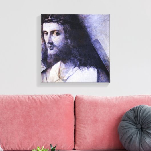 Jezus met kruis canvas afdruk (Insitu (Woonkamer))