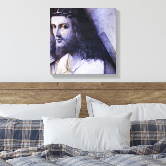 Jezus met kruis canvas afdruk (Insitu (Slaapkamer))