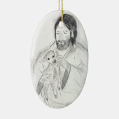 Jezus met Lamb Keramisch Ornament (Rechts)