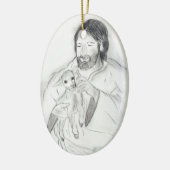 Jezus met Lamb Keramisch Ornament (Links)