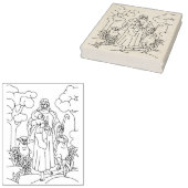 Jezus met lammeren in een tuin rubberstempel (Gestempeld)