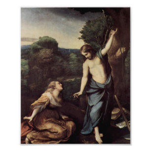 Jezus met Mary na de heropleving Foto Afdruk