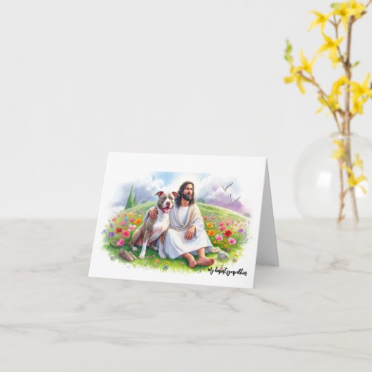 Jezus met Pit Bull-Dog Verlies Sympathie Kaart (Gele Bloem)