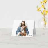 Jezus met Pit Bull-Dog Verlies Sympathie Kaart (Gele Bloem)