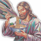 Jezus met Ramen Bowl Sticker (Voorkant)