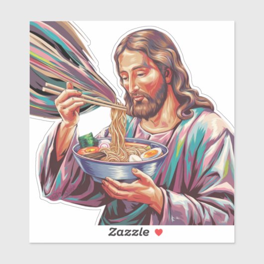 Jezus met Ramen Bowl Sticker (Vel)