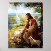 Jezus met schapen poster (Voorkant)