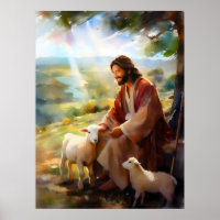 Jezus met schapen