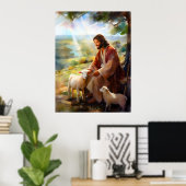 Jezus met schapen poster (Thuiskantoor)