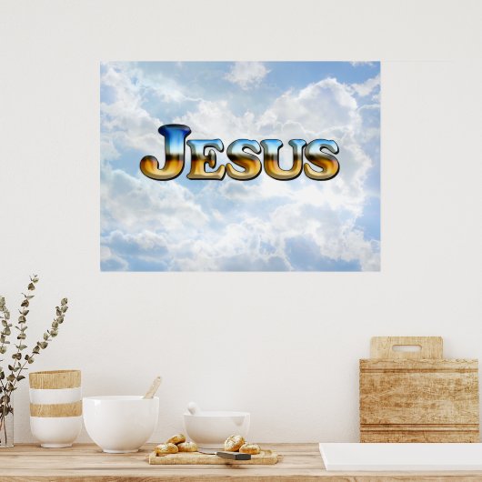 Jezus met wolken - Poster (Keuken)