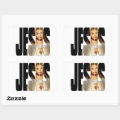 Jezus met Zijn afbeelding in Zijn Naam Rechthoekige Sticker (Vel)