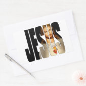 Jezus met Zijn afbeelding in Zijn Naam Rechthoekige Sticker (Envelop)