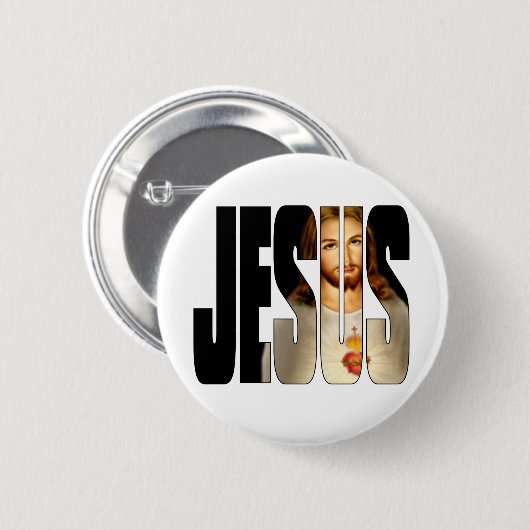 Jezus met zijn afbeelding in zijn naam ronde button 5,7 cm (Voorkant /achterkant)