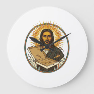 Jezus Misleid Door Lege Pizzadoos Feest Eten Humor Grote Klok