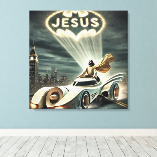 Jezus mobiel: Verlosser in de nacht Canvas Afdruk (Insitu (Houten vloer))