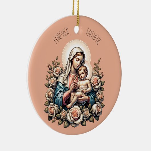 Jezus Moeder en Kind Aangepaste tekst Religieus Keramisch Ornament (Rechts)