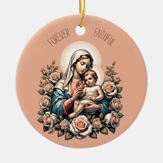 Jezus Moeder en Kind Aangepaste tekst Religieus Keramisch Ornament (Voorkant)