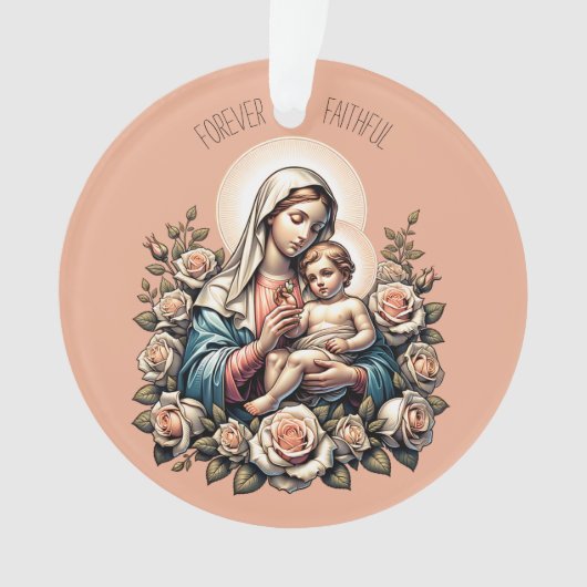 Jezus Moeder en Kind Aangepaste tekst Religieus Ornament (voorkant)