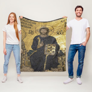 Jezus mozaïek in hagia sophia Fleece Blanket