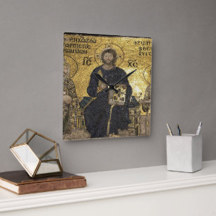 Jezus mozaïek in hagia sophiaWall Clock Vierkante Klok