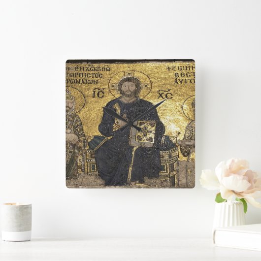 Jezus mozaïek in hagia sophiaWall Clock Vierkante Klok (Huis)
