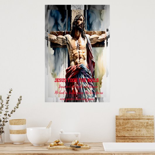 Jezus nam de nagels poster (Keuken)