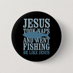 Jezus nam dutjes en ging vissen, net als Jezus  Ronde Button 5,7 Cm