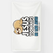 Jezus nam dutjes, grappige luiaard spandoek (Verticaal)