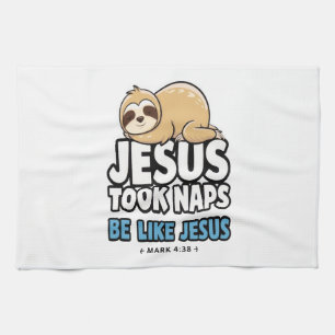 Jezus nam dutjes, grappige luiaard theedoek