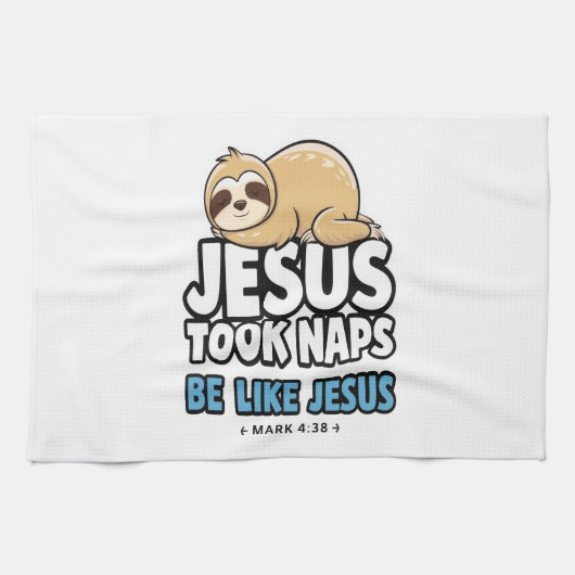 Jezus nam dutjes, grappige luiaard theedoek (Horizontaal)