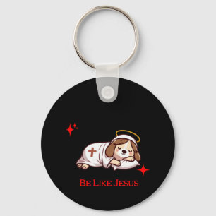 Jezus nam een dutje hond sleutelhanger