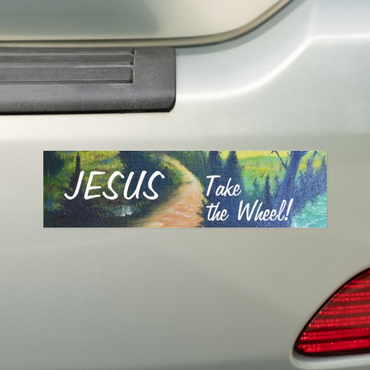 Jezus neemt de Bumpersticker van het Wiel (Op auto)