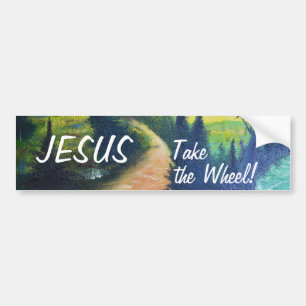 Jezus neemt de Bumpersticker van het Wiel