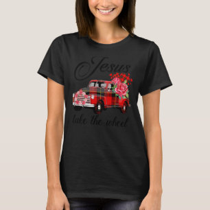 Jezus neemt het stuur Rode vrachtwagen Kerstmis Go T-shirt