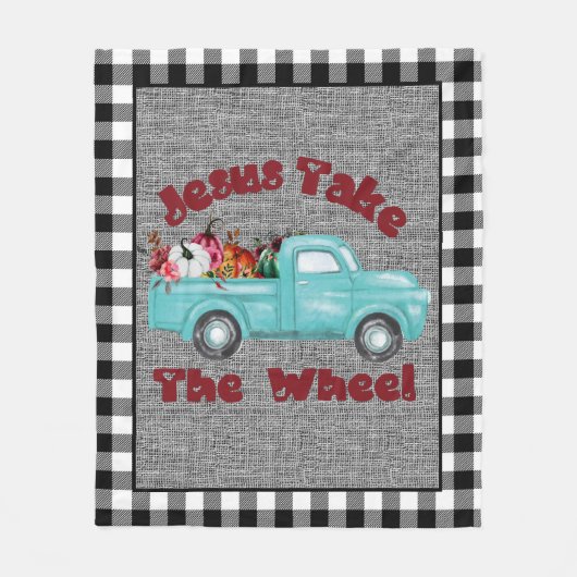 Jezus neemt het wiel Christelijk Fleece Deken (Voorkant)