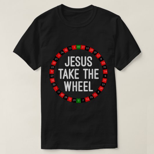 Jezus neemt het wiel van het wielroetwielspel t-shirt (Design voorkant)