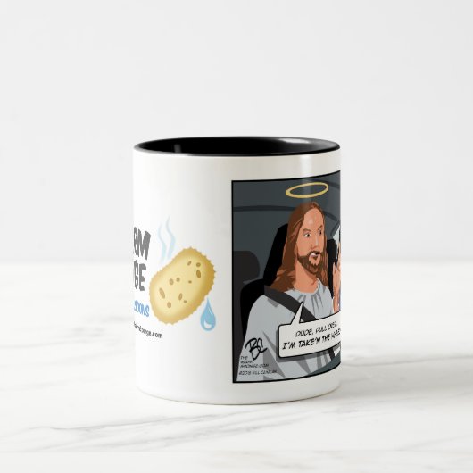 Jezus neemt het wiel (van Trump!) Tweekleurige Koffiemok (Center)