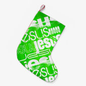 Jezus; Neon Green Stripes Kleine Kerstsok (Voorkant (Hangend))