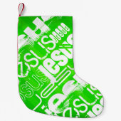 Jezus; Neon Green Stripes Kleine Kerstsok (Voorkant)