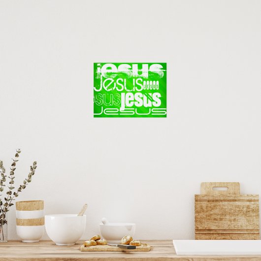 Jezus; Neon Green Stripes Poster (Keuken)