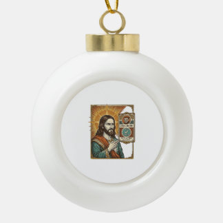Jezus Nep Verifieerde Vinkje Scam Troll Sociale Hu Keramische Bal Ornament