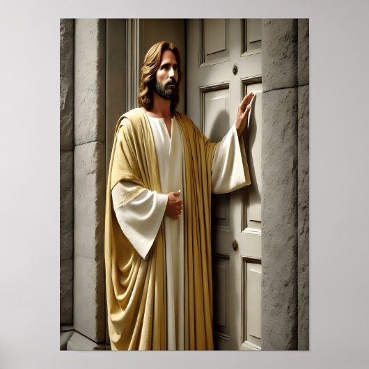 Jezus nodigt uit bij de Antiek deur Poster (Voorkant)
