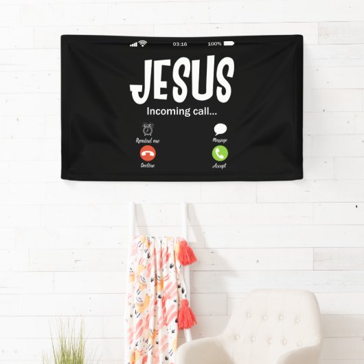 Jezus noemt de binnenkomende oproep Christelijk Spandoek (Insitu)