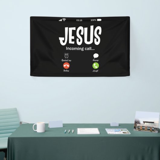 Jezus noemt de binnenkomende oproep Christelijk Spandoek (Beurs)