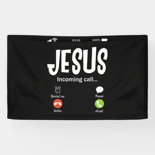 Jezus noemt de binnenkomende oproep Christelijk Spandoek (Horizontaal)