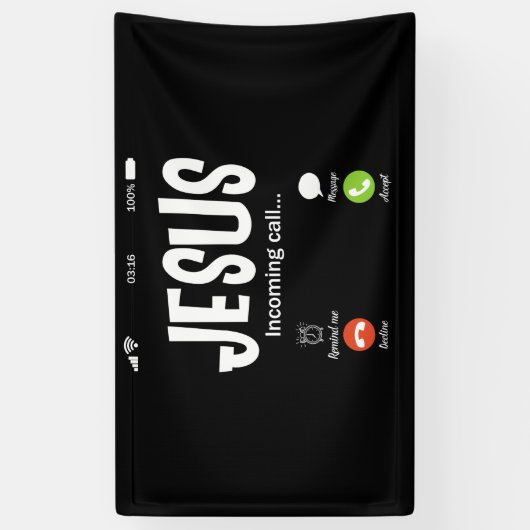 Jezus noemt de binnenkomende oproep Christelijk Spandoek (Verticaal)