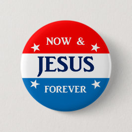 Jezus nu en voor altijd ronde button 5,7 cm