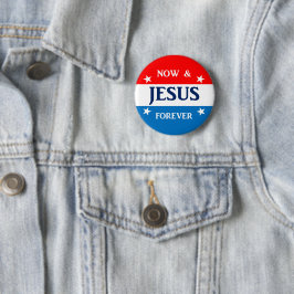 Jezus nu en voor altijd ronde button 5,7 cm